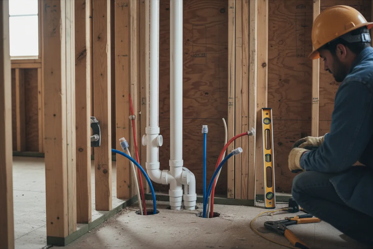 Drain and supply rough-in during Drain Cleaning in Ardmore