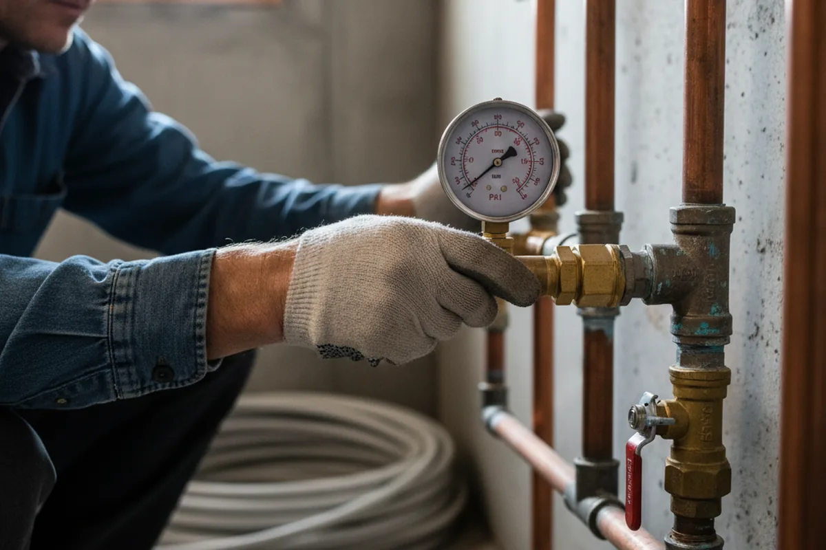 Pressure testing a repaired line during Water Line Repair in Ardmore